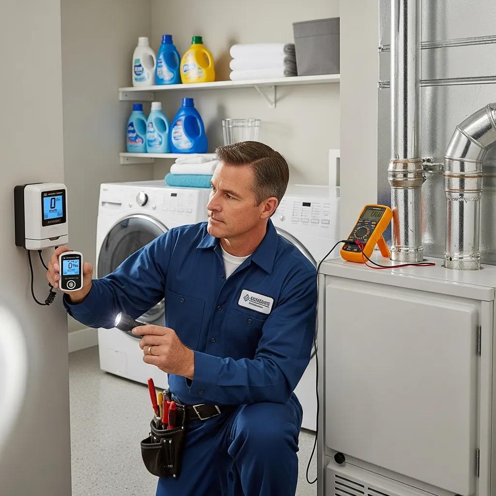 Technician inspecting a furnace &mdash; key safety checks before winter